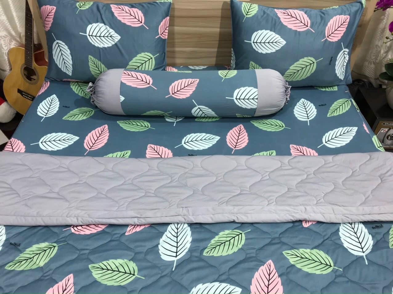 BỘ DRAP GA THUN HQ (LÁ PHỐI MỚI) CHẤT ĐẸP