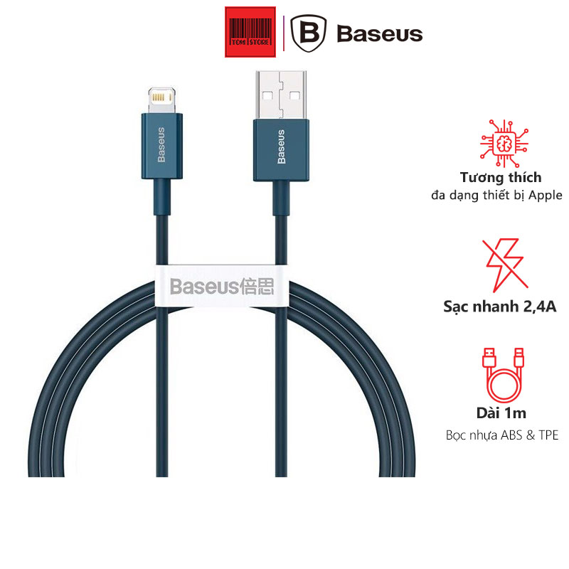 Cáp sạc lightning Baseus Superior Series Fast Charging Data Cable cho iPhone/ iPad (2.4A, 480Mbps, Fast charge, ABS/ TPE Cable) cáp sạc hỗ trợ truyền dữ liệu và sạc nhanh 2.4a