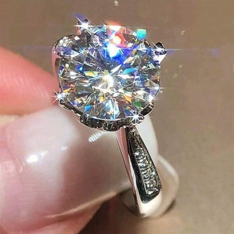 创意网红皇冠戒指 经典豪华圆包款闪亮锆石指环 结婚订婚首饰