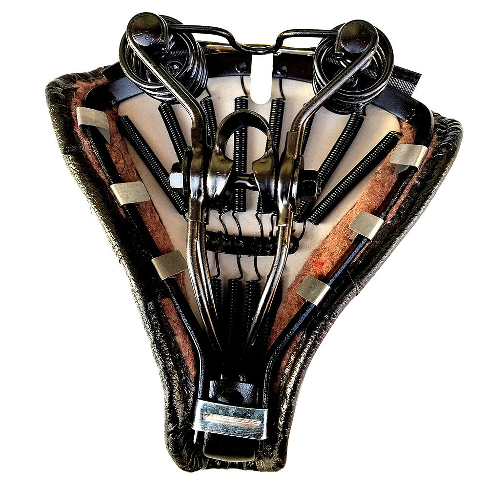 Vintage Faux Leather Bicycle Saddle Rivet Sprung Spring Black. 