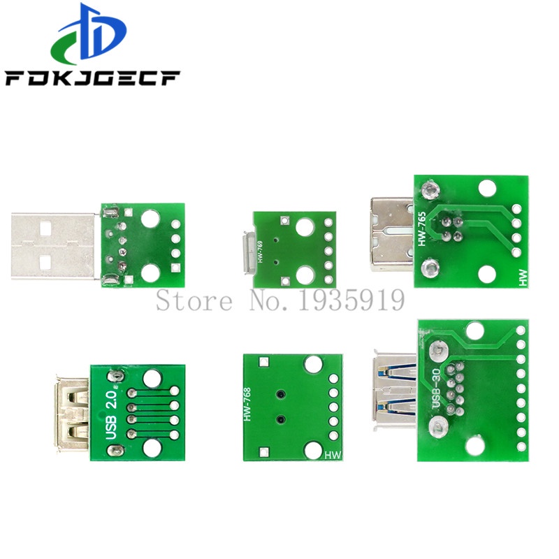 Micro USB Mini USB Một nam USB 2.0 3.0 Một Nữ USB B kết nối giao diện để 2.54mm DIP PCB chuyển đổi Adapter bảng mạch giao tiếp mạch tích hợp