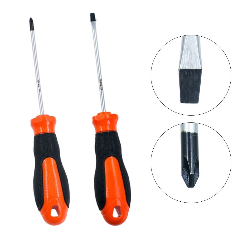 Toolstar 2Pcs Cross/Slotted Screwdriver Steel Rubber Hand Tools Screwdriver Nutdrivers