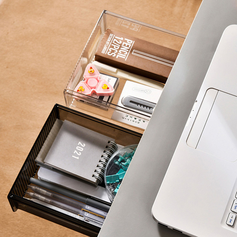 Storage box Invisible storage box under the desk Drawer type punch-free plastic covered Desktop storage box Office stationery shelf Storage box Hide the storage box