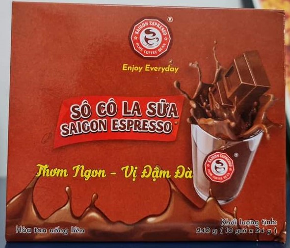 Sô cô la sữa Saigon Espresso hòa tan, Hộp 10 gói, 24g gói. KLT 240g hộp
