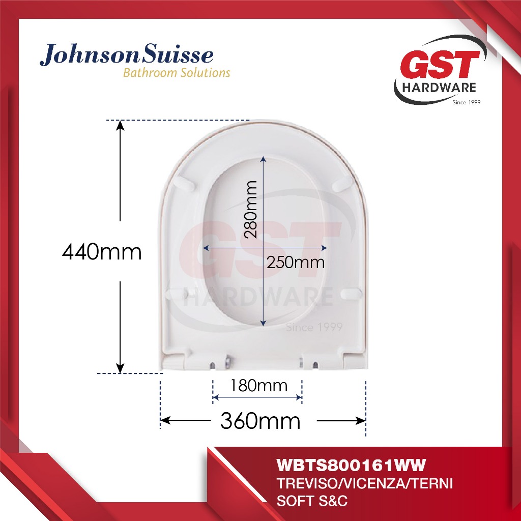 Johnson Suisse Toilet Seat Cover SAVONA Toilet Seat Cover Soft Close Toilet Bowl Cover Penutup