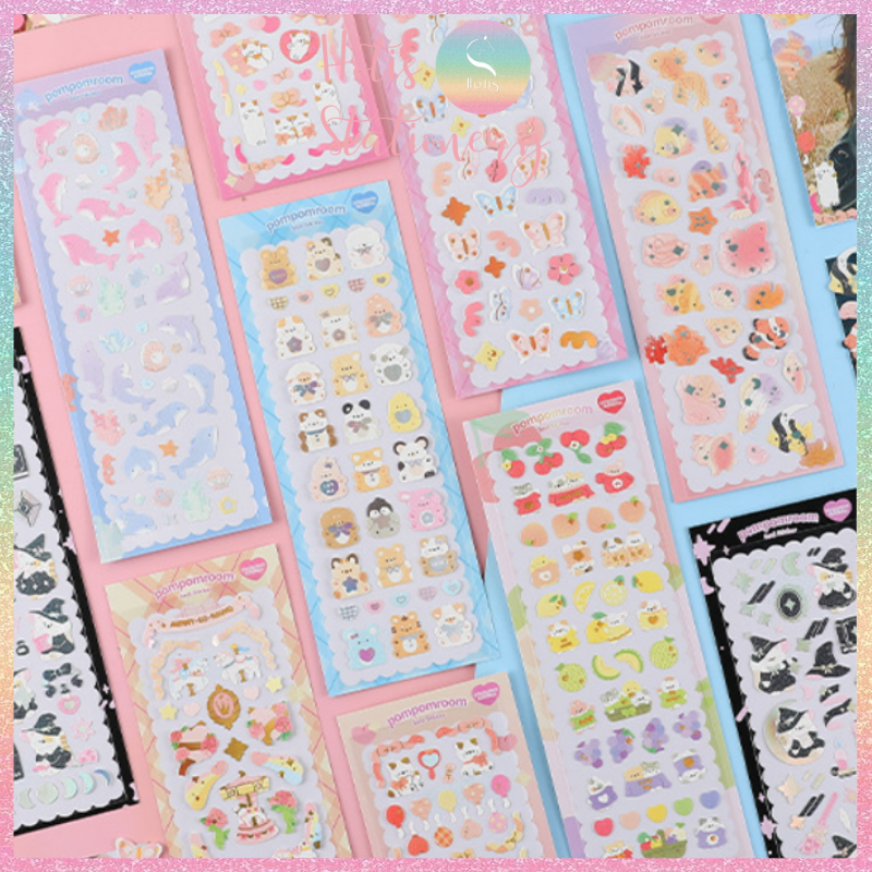 [HOTIS] [17 MẪU] Sticker trang trí card, toploader phong cách Hàn Quốc cán màng lấp lánh