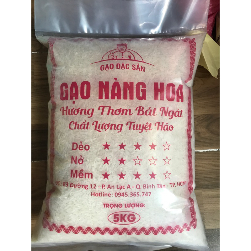 5kg gạo nàng hoa dẻo ít mềm cơm