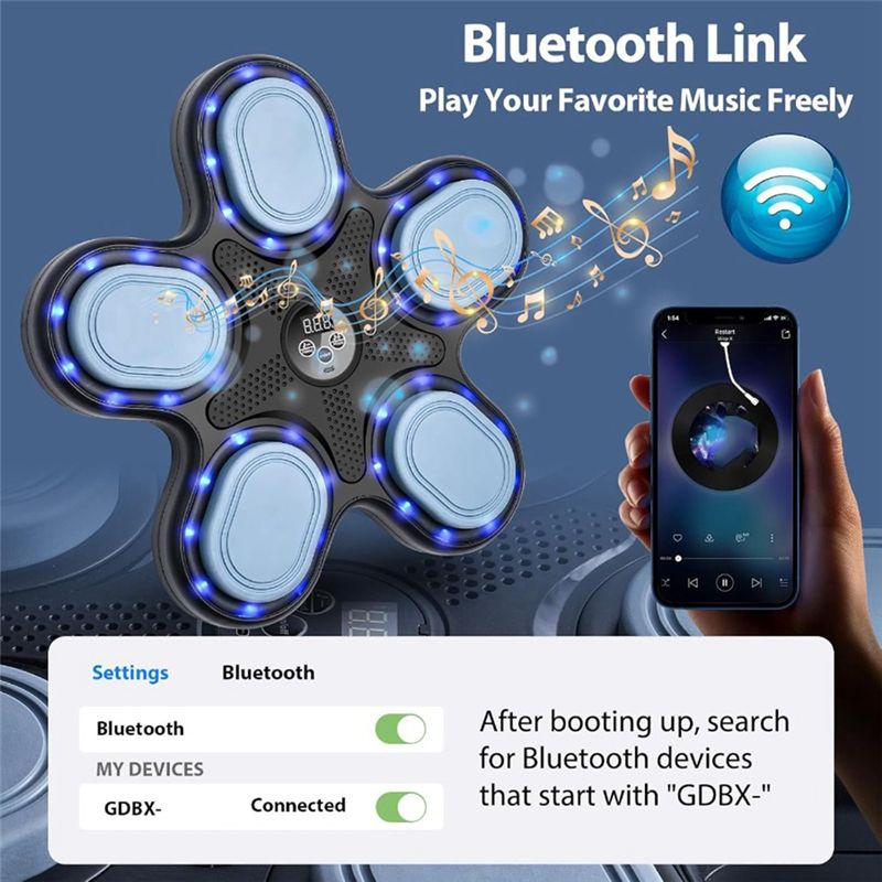 Smart Music Boxing Machine for Adults and Training with LED Wall Mounted Display Interactive Home Indoor Workout Equ.