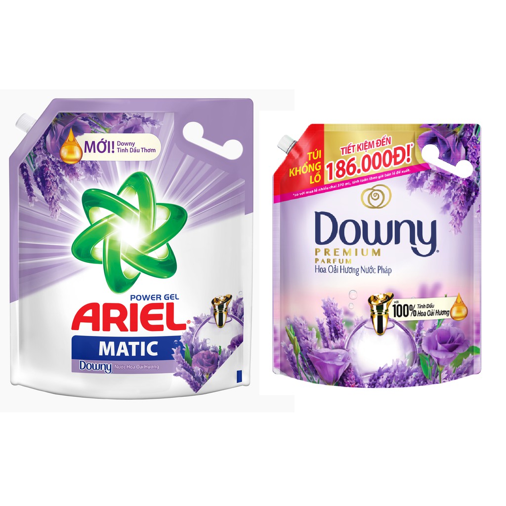 Combo nước giặt ariel cửa trước hương hoa oải hương 3.05kg & xả vải downy hương hoa oải hương 2.2l