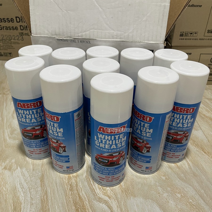 Chai xịt mỡ bò nước Abro White Lithium Grease 284g