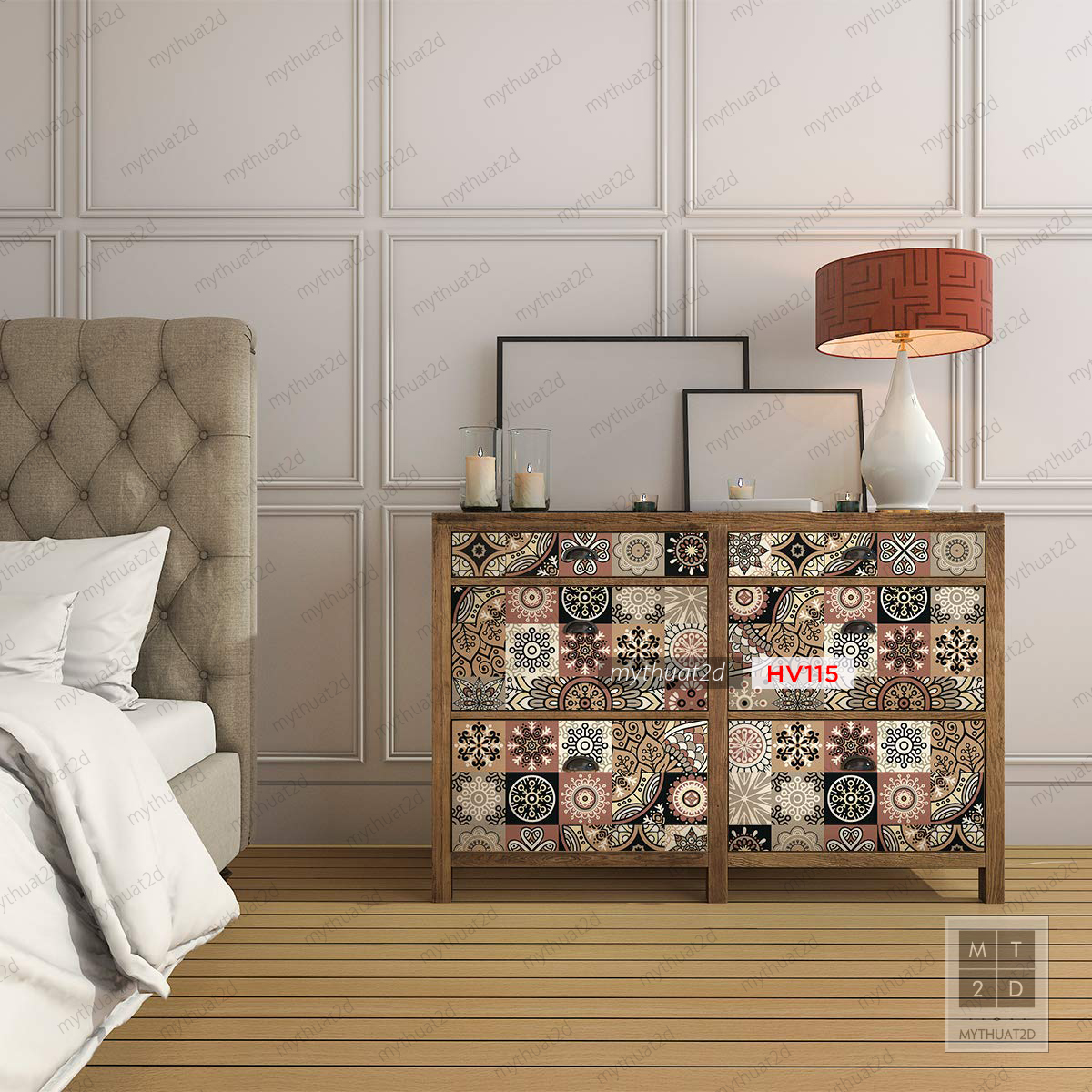 Decal gạch bông trang trí dán bếp dán tường - mã HV115
