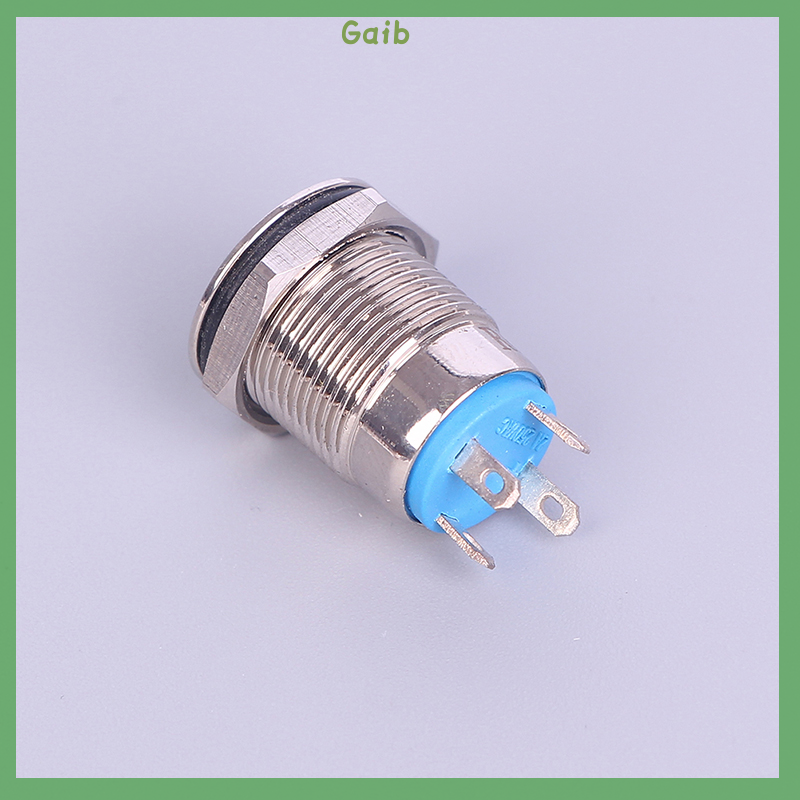 Gaib 12mm 12V Latching Push Button Black Metal LED Power Momentary Switch Waterproof.