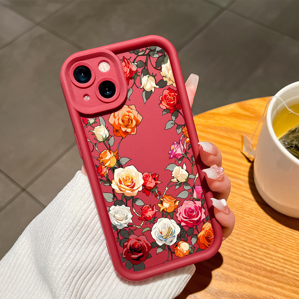 Hontinga for Vivo Y28 4G Back Cover Colorful Rose Pattern Case Ladder Soft Rubber Mobile Phone Cover.