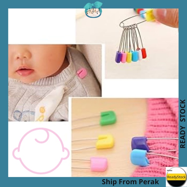 Multi-Purpose Baby Safety Pins Fabric Diapers Garment Repair Child Proof Safety Pin Plastic Head Random Color, Size: 4*1cm, Blue