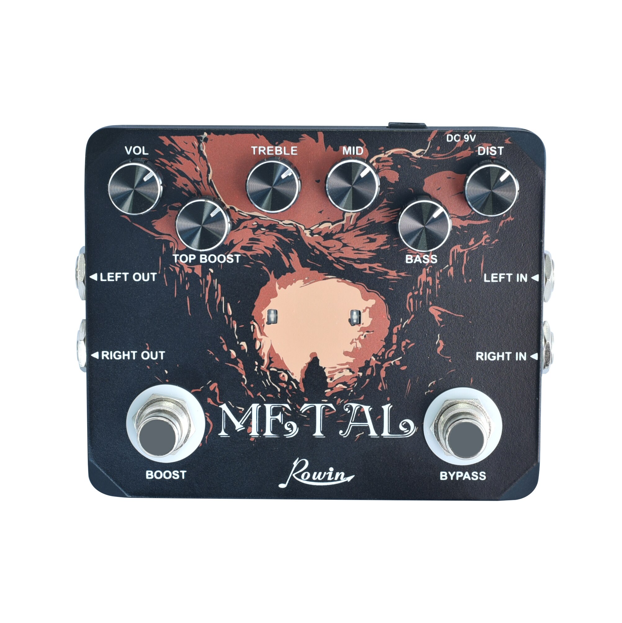 Rowin LTL-03 80S & 90S Metal Sound Electric Guitar Effect Pedal True Bypass Earphone Output For Guitarists