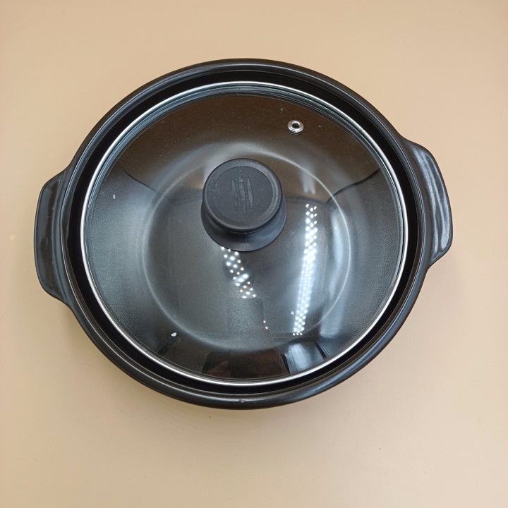 Nồi đất tráng men nắp kính 6'' nấu mì cay