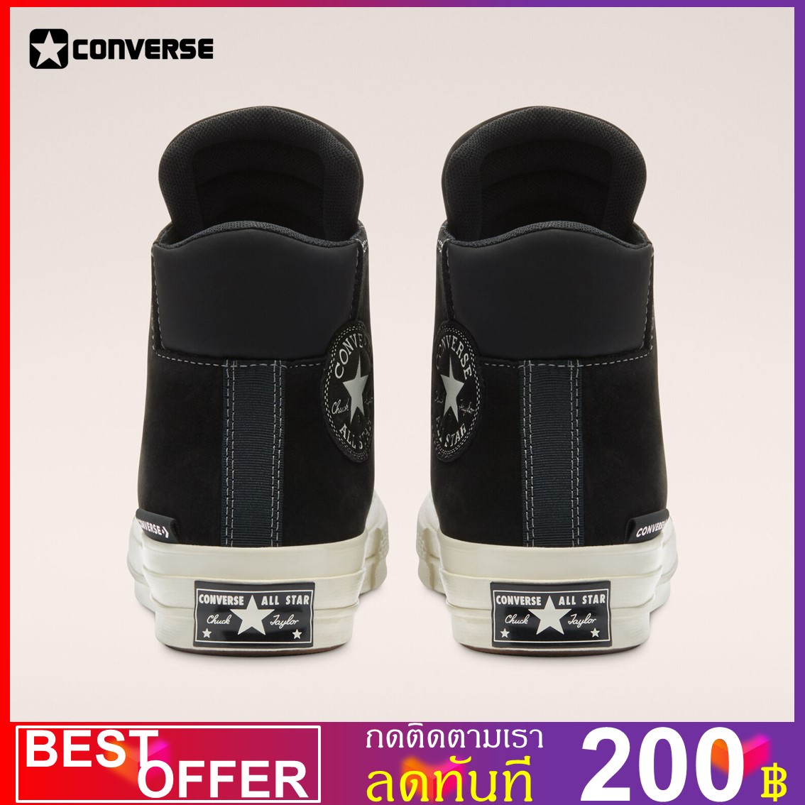 [[ ลิขสิทธิ์ ]] Converse Black Anodized Metals Chuck 70 Padded High