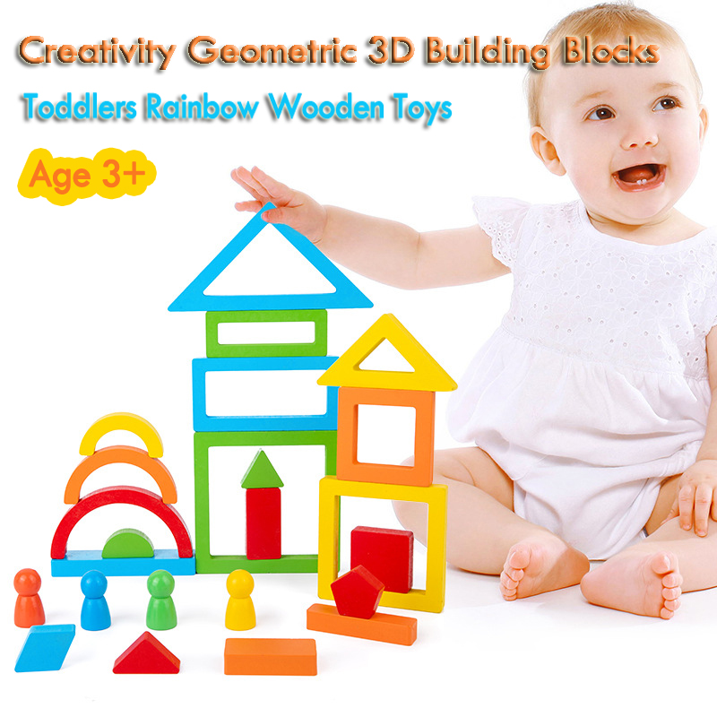 【Special offer】 Children Montessori Wooden Toys Rainbow Building Blocks ...