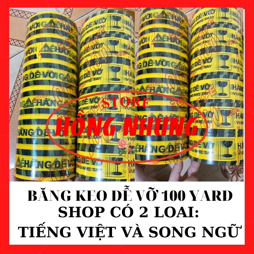 [ Hàng Mới Về] 1 Cuôn Băng Keo Dán Thùng Hàng Dễ Vỡ, Loại 100 Yard, Hàng Bền, Siêu Dính