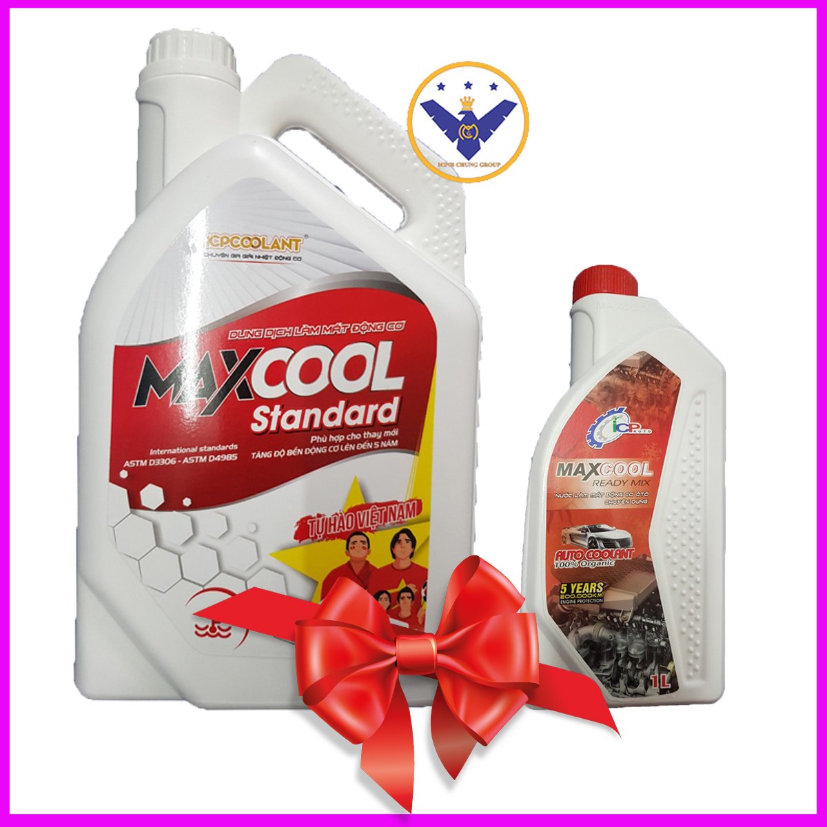 Nước làm mát động cơ xe ô tô màu đỏ Maxcool Can 4 Lít + 1 lít