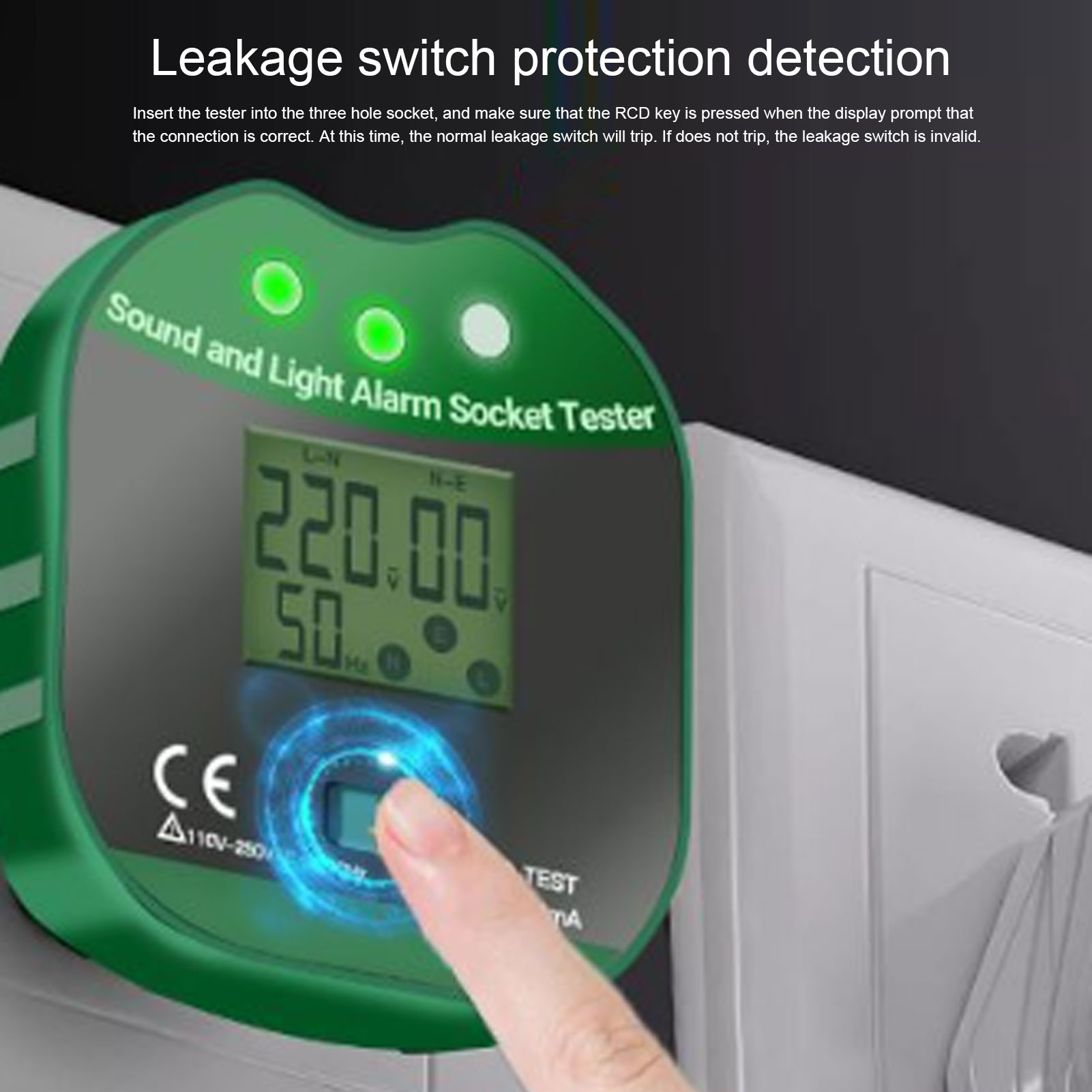 Socket Tester 110‑250v Digital Display Socket Tester Outlet Plug and Measure for Home