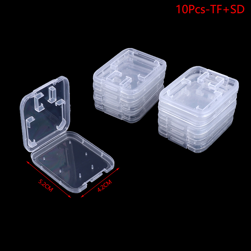 10Pcs Transparent SD TF CF Memory Card Storage Box Holder Box ...