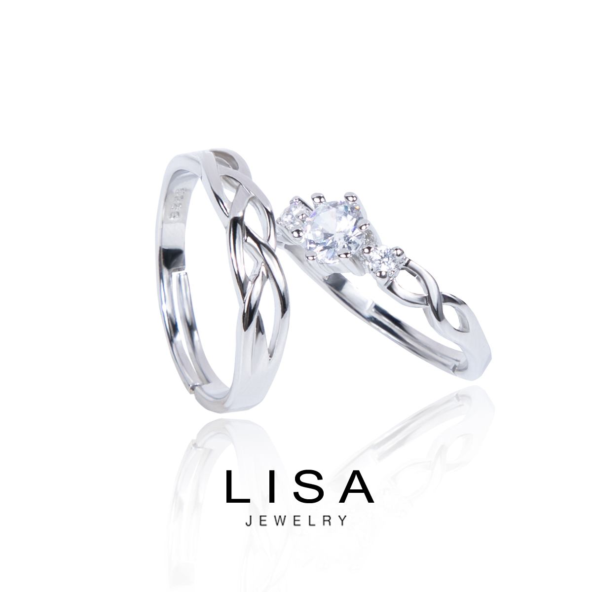 Lisa Pair Rings 18K Platinum Couple Rings Wedding Rings Adjustable