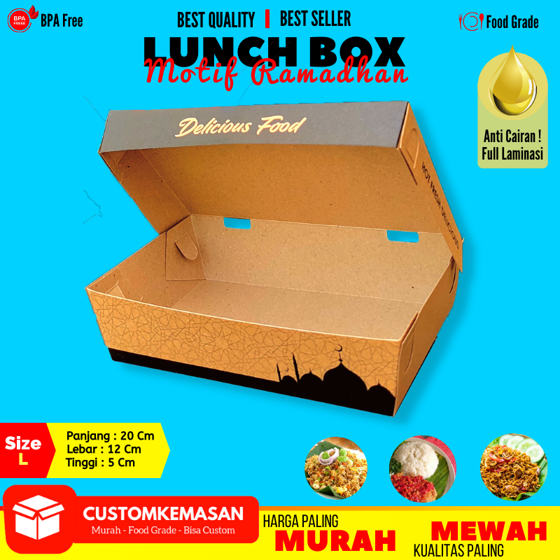 Lunch Box Paper isi 50, Lunch Box, Paper Lunch Box SML, Kemasan Dus Box