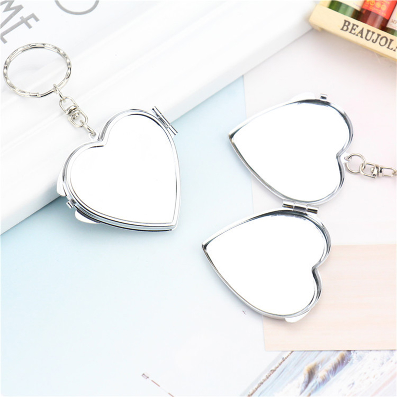 Travel Vanity Mirror Mini Round Mirror Portable Makeup Mirror Keychain Mirror Double-Sided Folding Mirror
