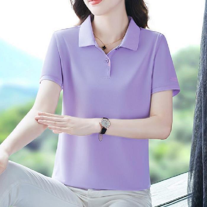 Mẹ polo áo sơ mi ngắn tay size lớn in áo sơ mi nữ mùa hè t áo thun tay ngắn cổ bẻ áo