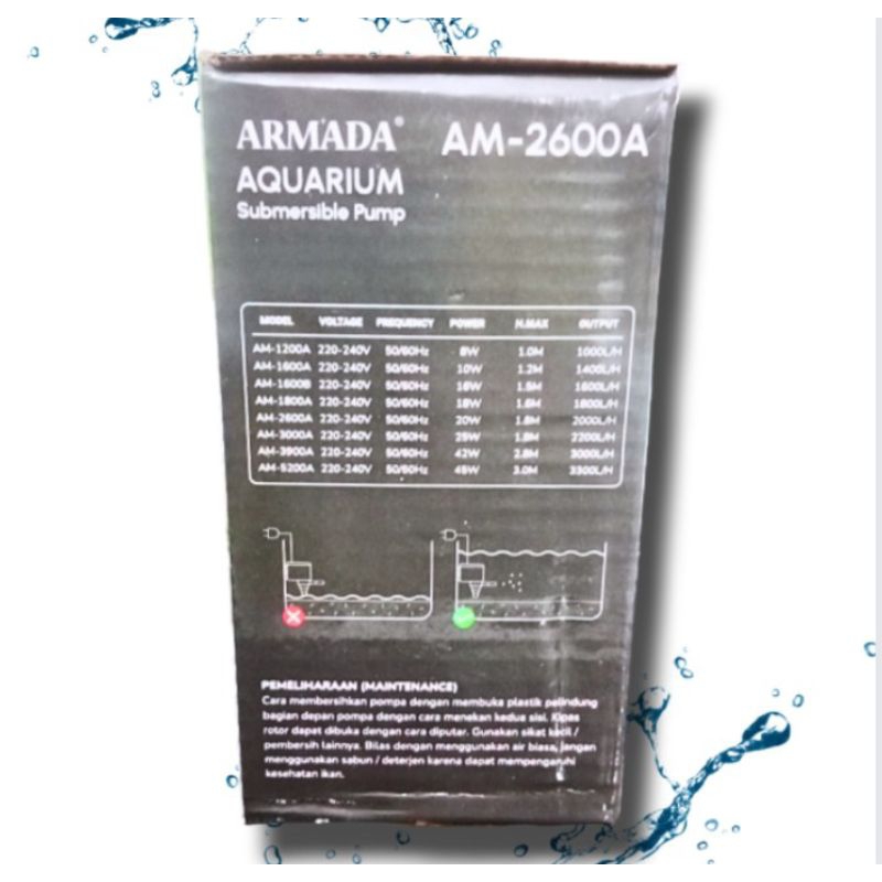 Pompa Kolam Aquarium Submersible Pump ARMADA AM 2600A
