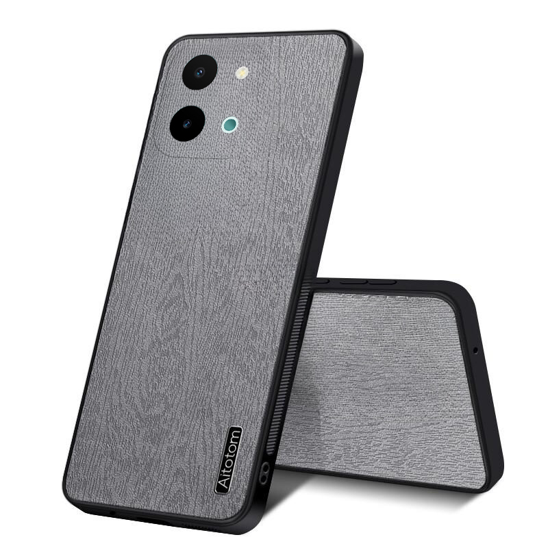 For Vivo Y28 Case Wood Texture Canvas Hrad Shockproof For Vivo Y28 Back Cover Phone Cases.