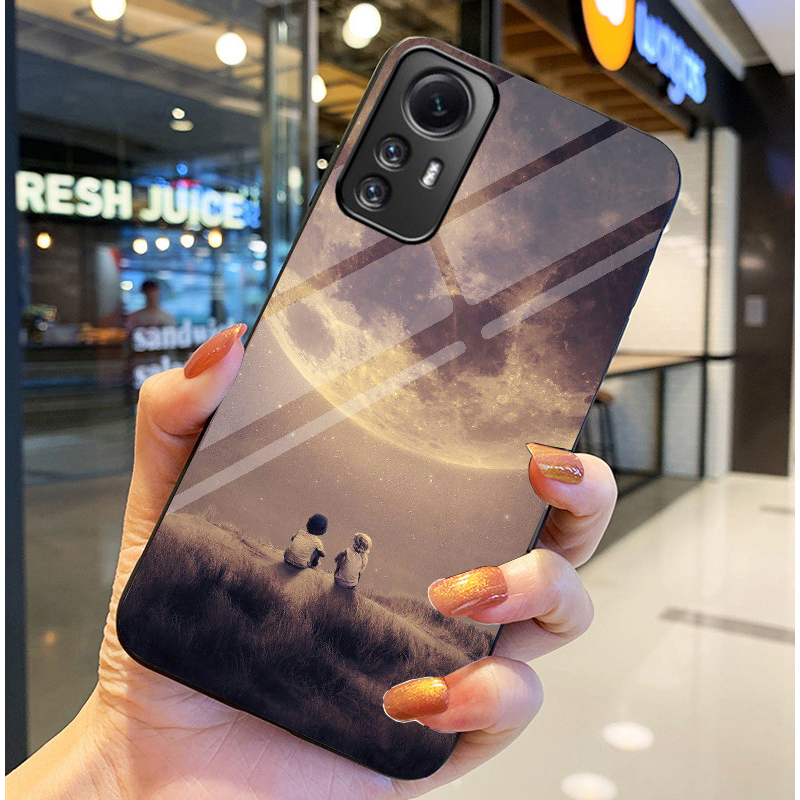 Ốp lưng xiaomi redmi note 12s mặt kính sáng bóng, họa tiết mây trời