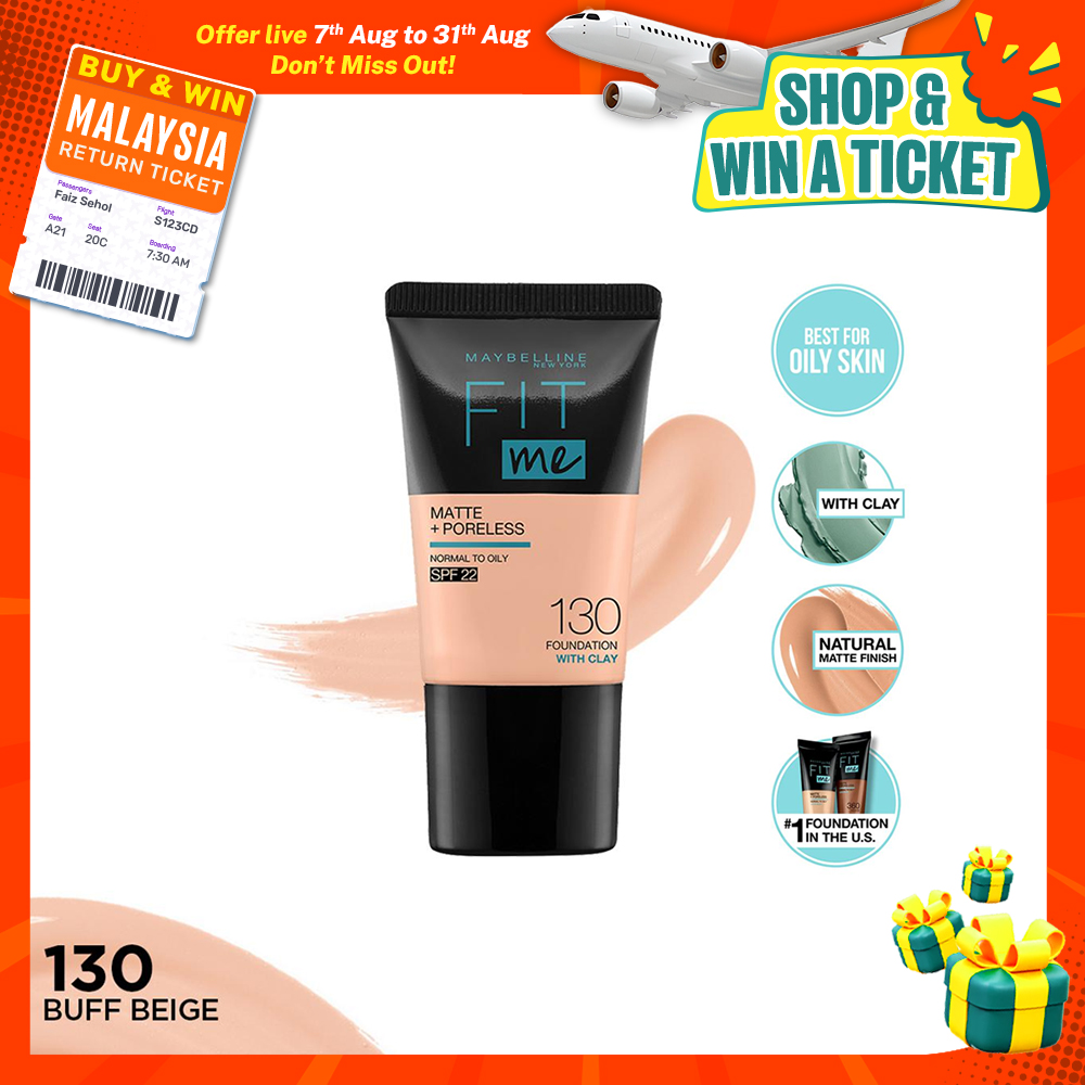 Maybelline New York Fit Me Matte & Poreless Liquid Foundation 18ml Tube - 130 Buff Beige - For Normal to Oily Skin