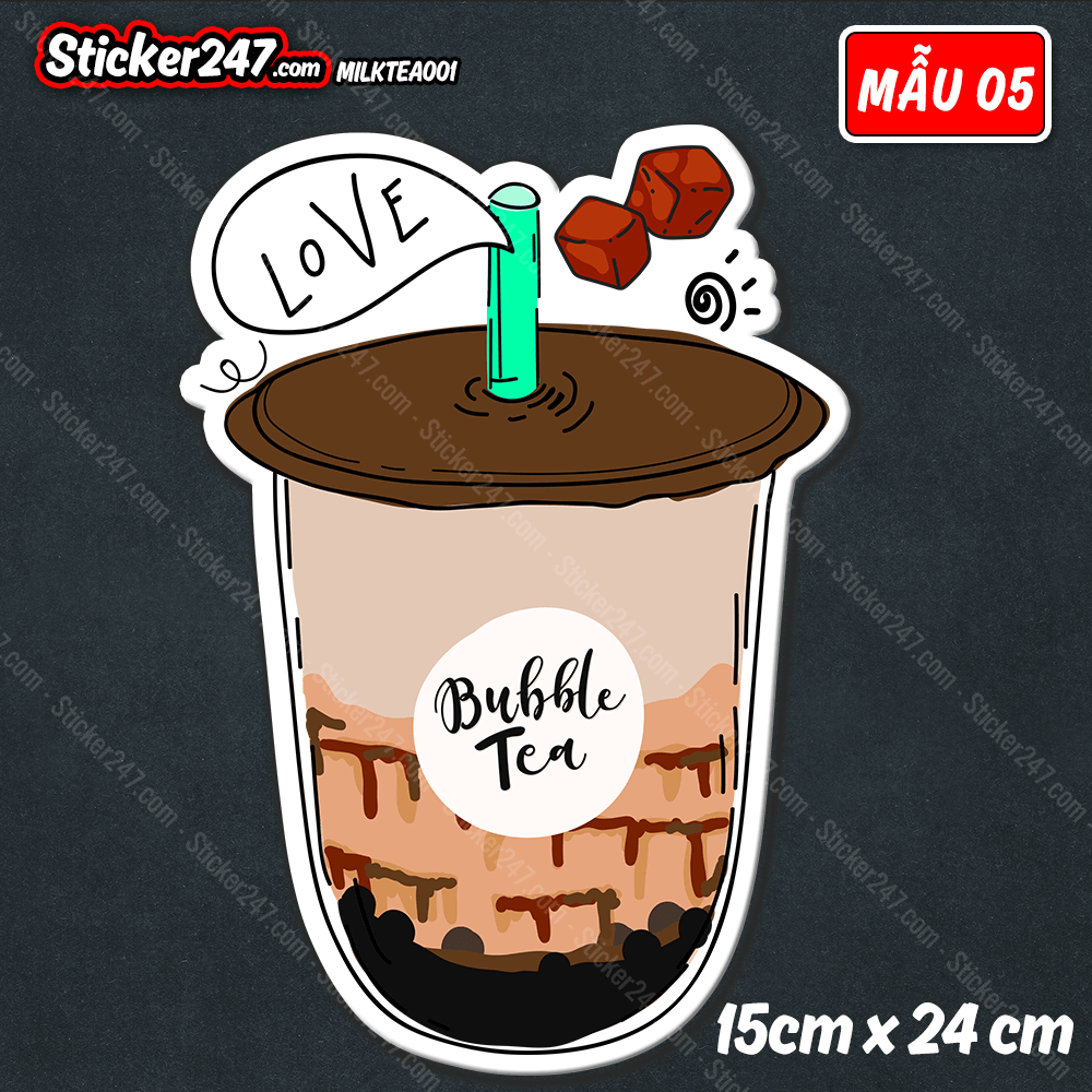 Decal dán trà sữa - hình dán khổ lớn đồ trang trí quán cafe, quán trà sữa, quán ăn - decal dùng dán tường, tủ kệ, kính