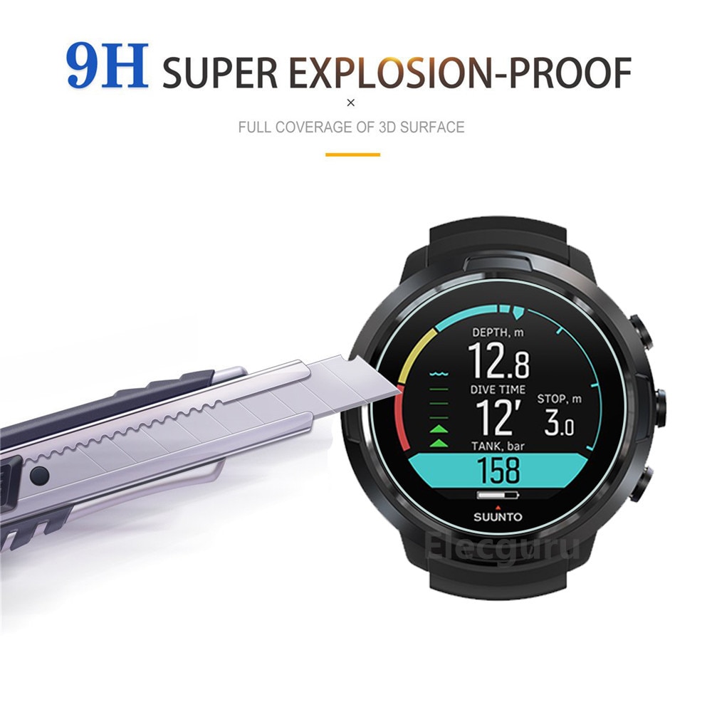 【Clearance sale】 3pcs For Suunto D5 Dive Computer Smartwatch Tempered Glass Full Screen Protector Clear Anti-Scratch Anti-Shatter Protective Film