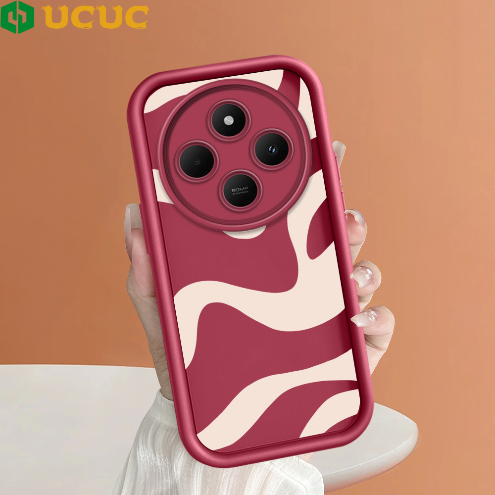 UCUC for Redmi 14C Back Cover Black White Stripes Ladder Camera Soft Rubber Protection Phone Case. 