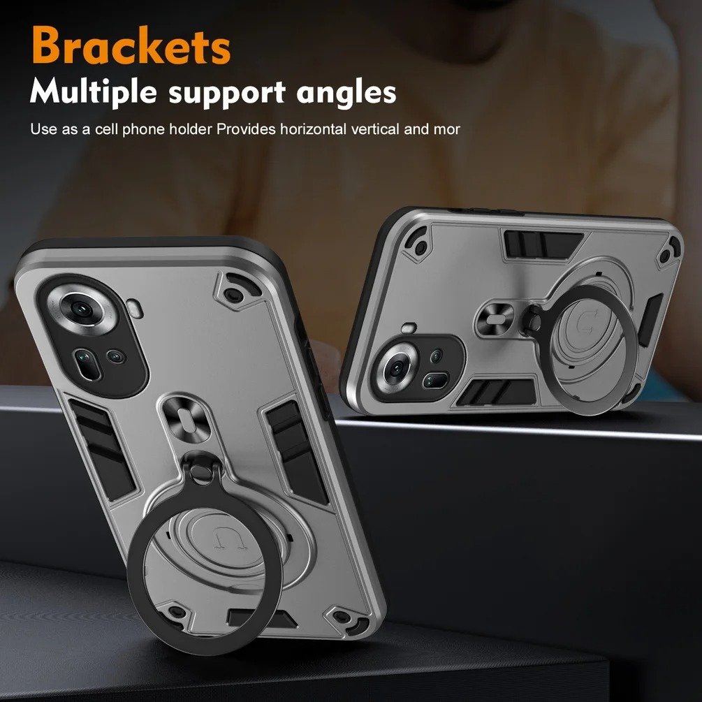 For OPPO A60 Case Shockproof Armor iron Metal Ring Kickstand Bracket Casing for For OPPO Reno 11 10 10Pro Cover Casing HP.