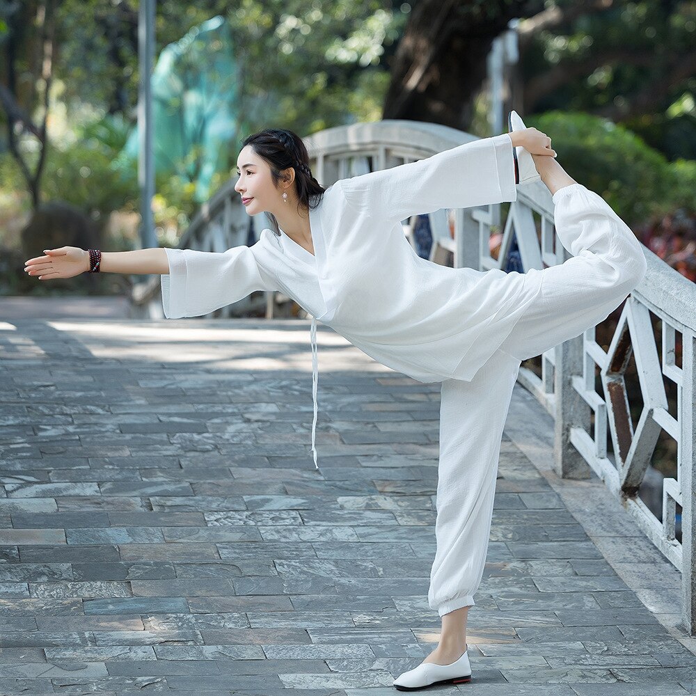 Cotton Linen Women Yoga Wear Tracksuit Chinese Traditional Loose Harem Pant  Sweatshirt Casual Workout Meditation Tai Chi Clothes - AliExpress