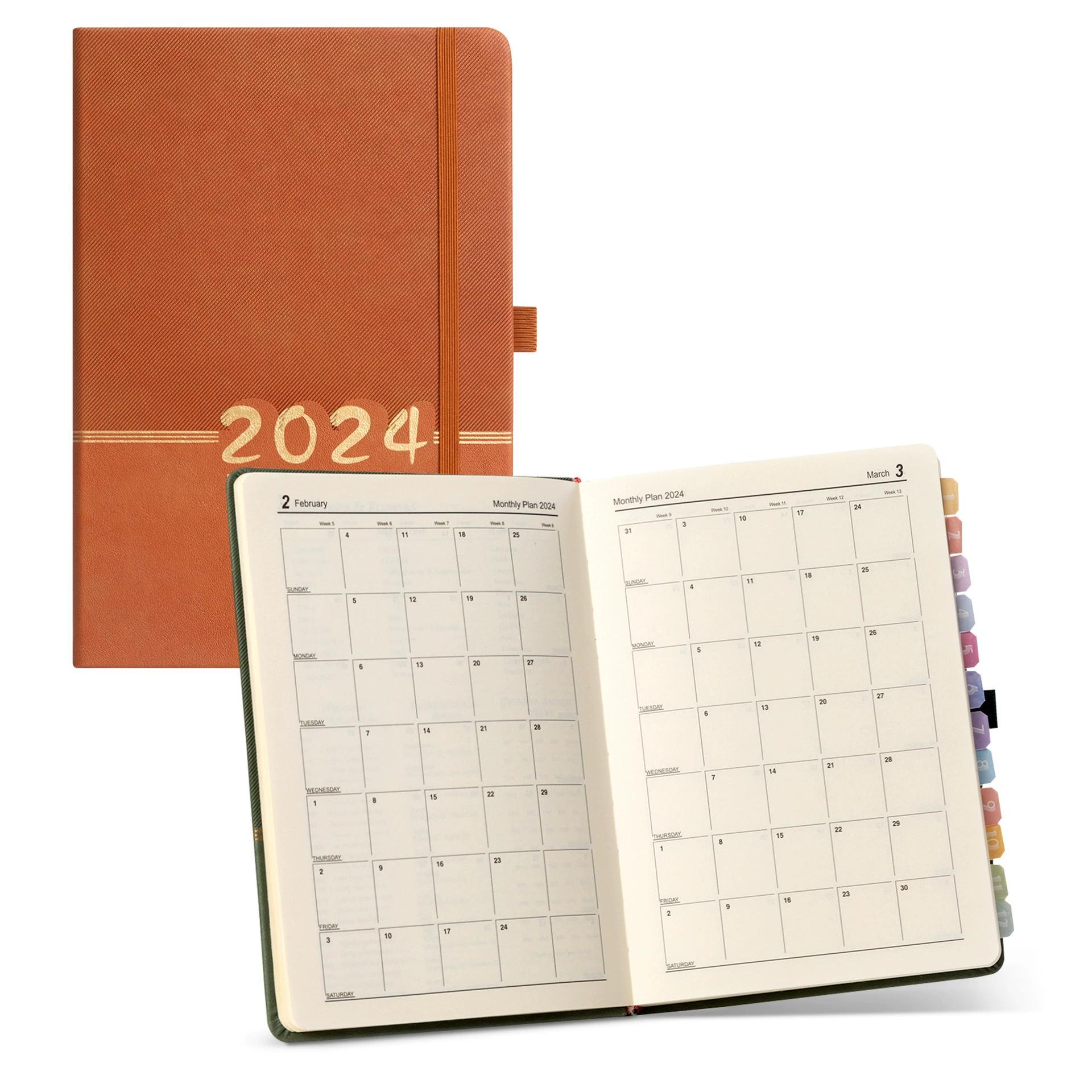 2024 A5 English Agenda Planner Organizer Diary Plan Business Office Notebook Schedule Notepad Simple Journal Sketchbook Plan Student Stationery Supplies