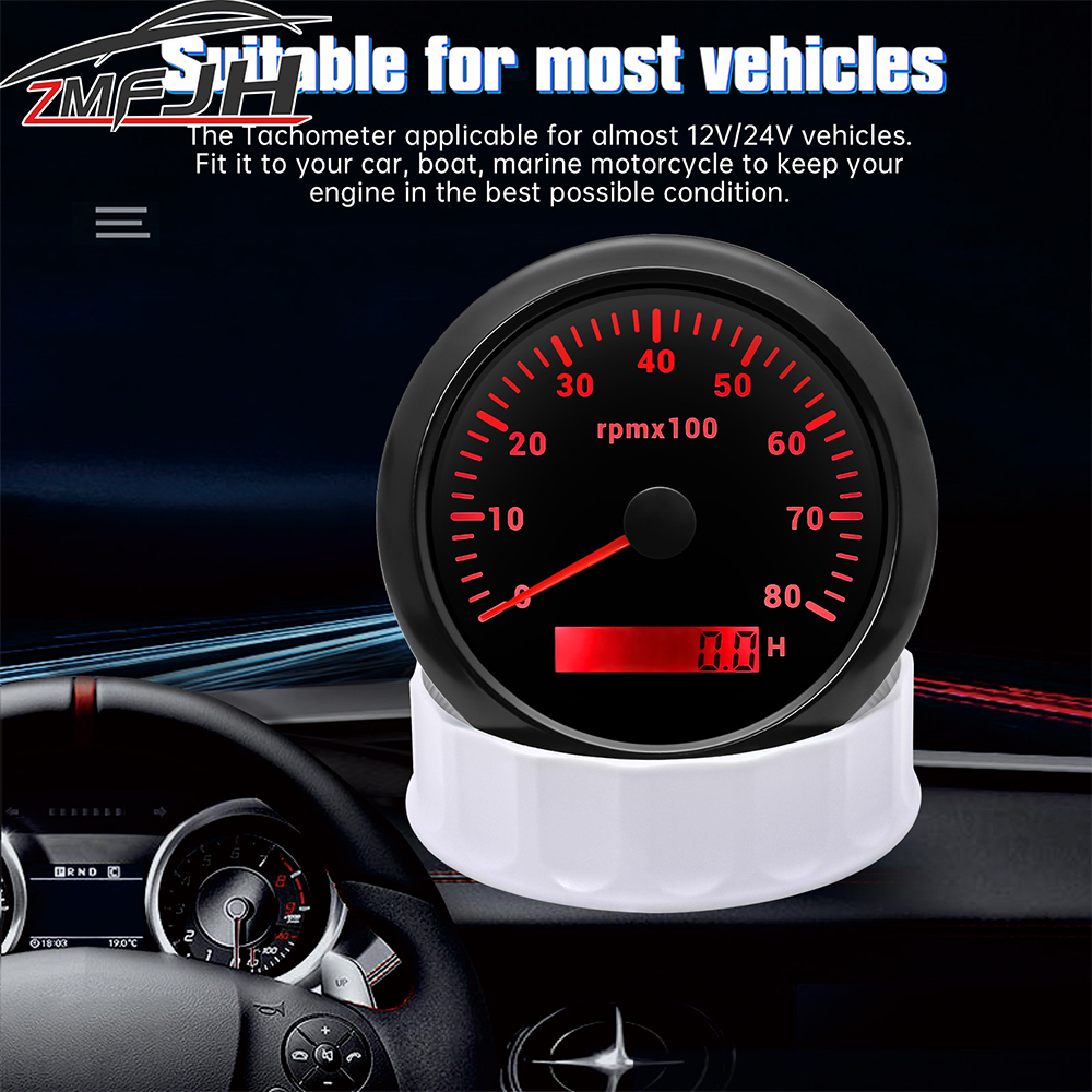 Waterproof 85mm Tachometer 3000/4000/6000/7000/8000 RPM Tacho Gauge For ...