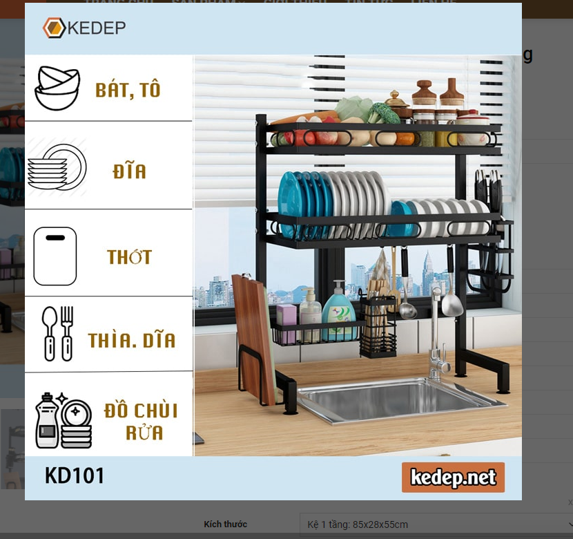 Kệ Úp Chén Bát Trên Bồn Rửa 1, 2 Tầng