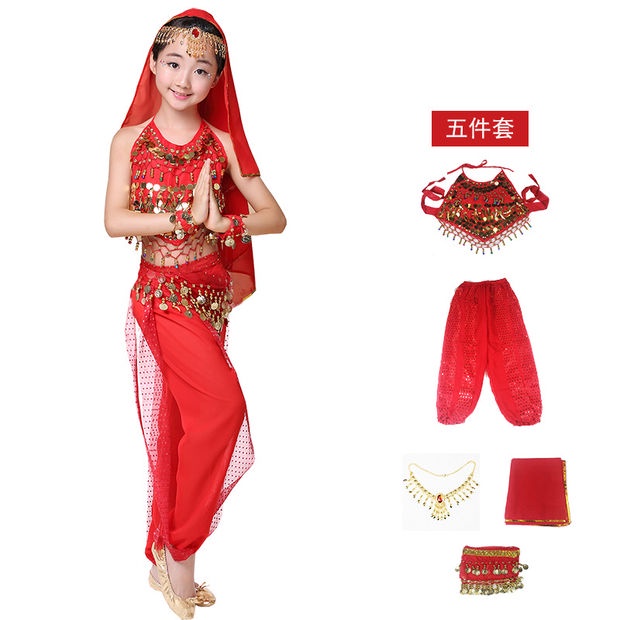 利bộ trang phục biểu diễn múa bụng phong cách ấn độ cho bé gái