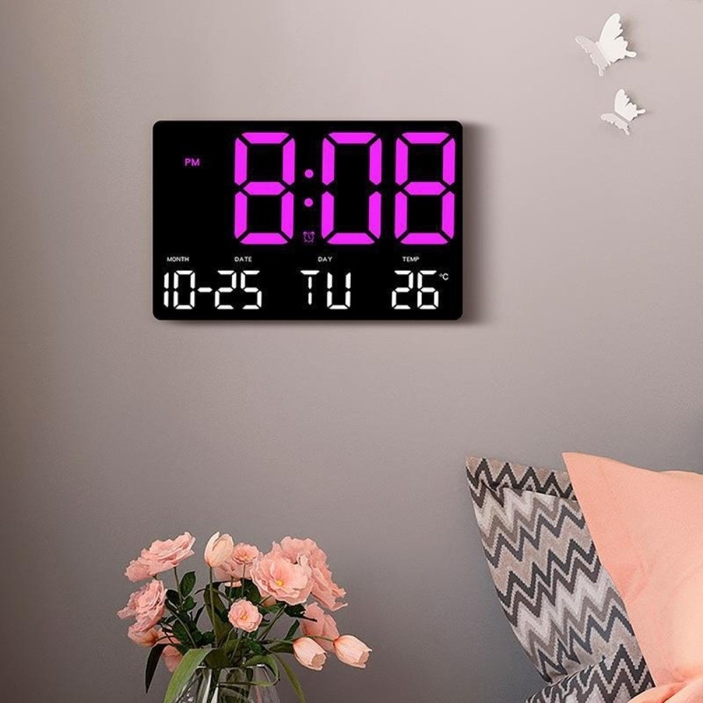 Window Screen Digital Clock Minimalist Style Large Screen Display LED Digital Wall Clock Date ...