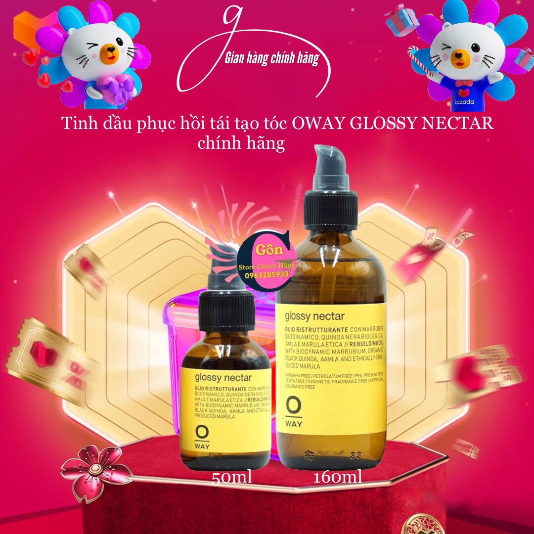 [ Oway Chính Hãng ] Tinh Dầu Phục Hồi Tái Tóc Oway Glossy Nectar 50ml - 160ml