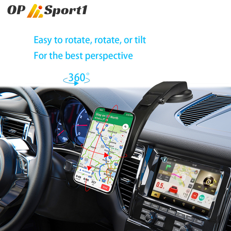 OP 360 Degrees Rotating Car Mount Phone Holder Stand Windshield Dashboard Suction Cup Cell Phone Holder For Most Smartphone