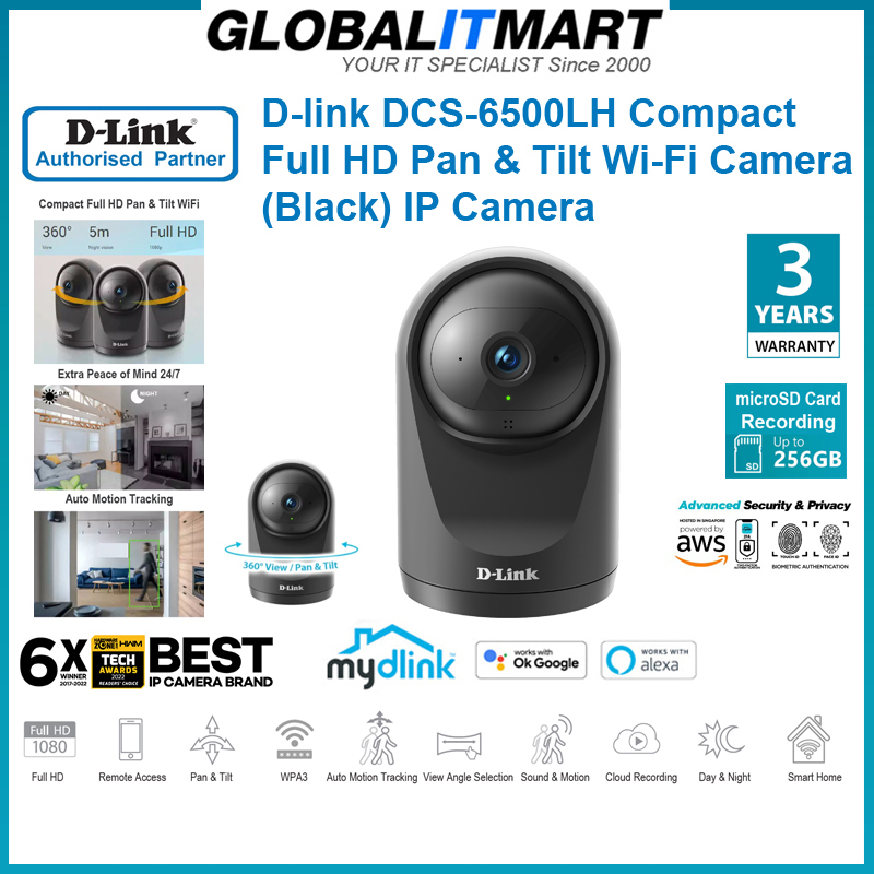 D-link DCS-6500LH Compact Full HD Pan Tilt Wi-Fi Camera (Black