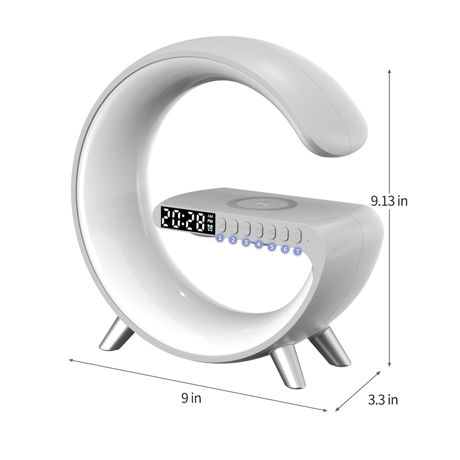 Intelligent G-shaped Bluetooth-compatible Speaker Digital Display Screen Alarm Clock Speaker for Women Men Bedroom Living Room