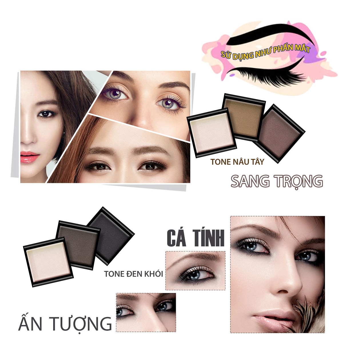 Phấn trang điểm chân mày bột tán chân mày Bioaqua Đô 97 BA009