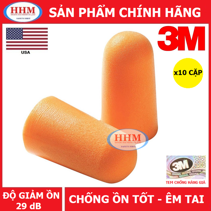 Bộ 5 cặp nút tai chống ồn 3m 1100 - không dây